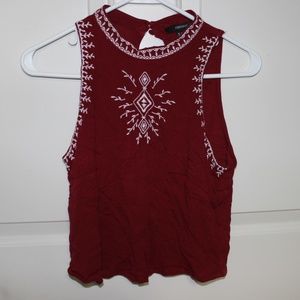 Maroon halter neck crop top tank